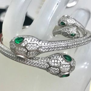 Two head snake 925 sterling topaz crystal ring